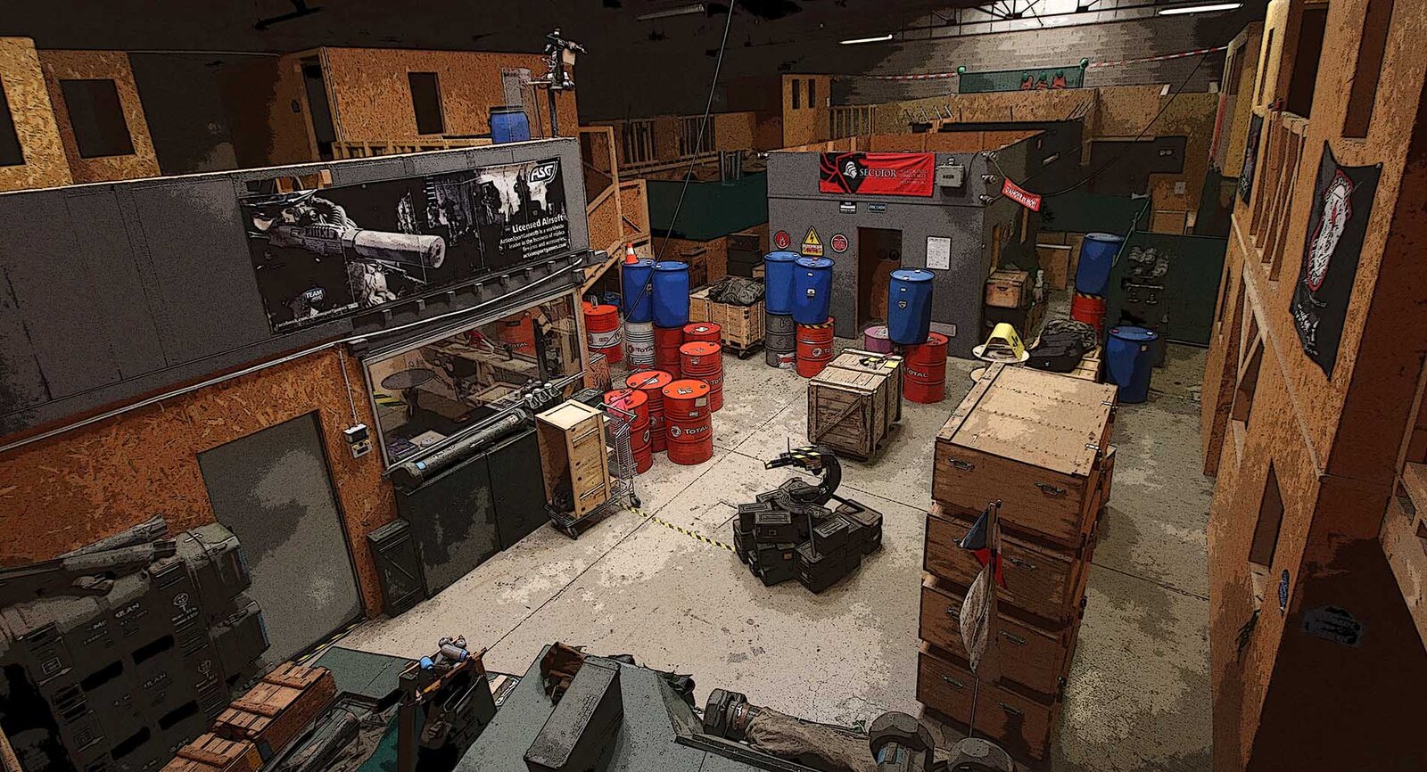 Vue générale du terrain CQB de Raids Équipements